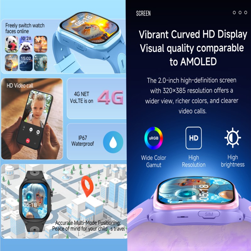 어린이용 4G 스마트워치, 2.0인치 HD 화면, 2+ - Smartwatch Watches For Kids 리뷰 및 가격