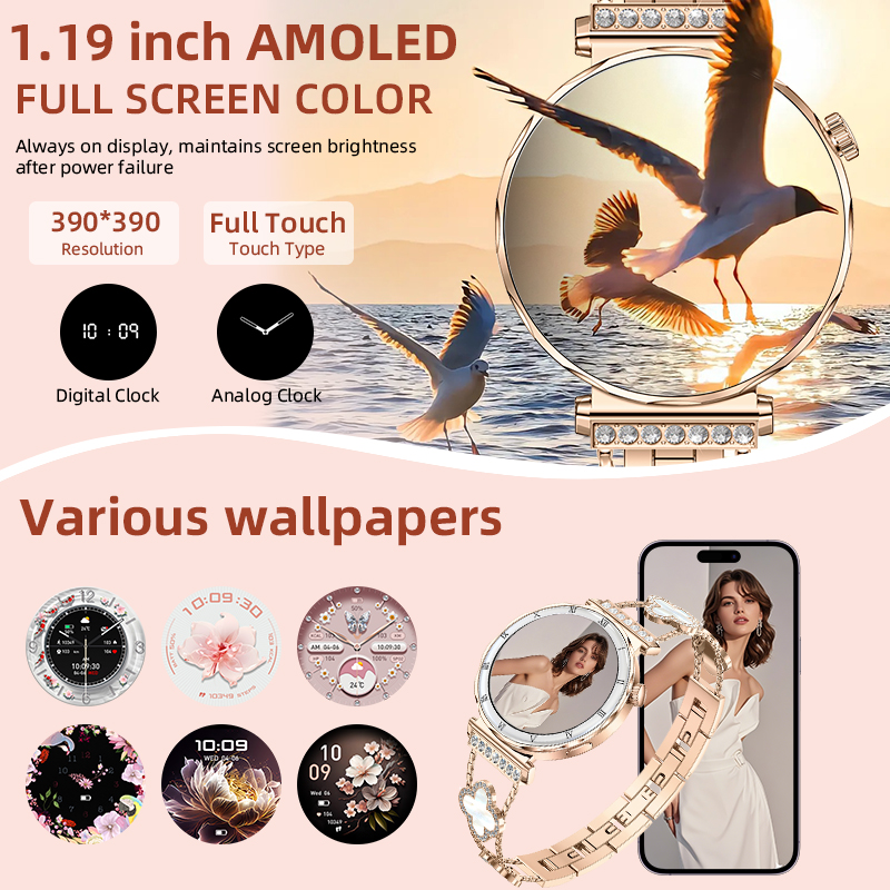 LIGE 새로운 여성용 스마트 시계 1.19인치 AMO - Smartwatch Watches Price 리뷰 및 가격