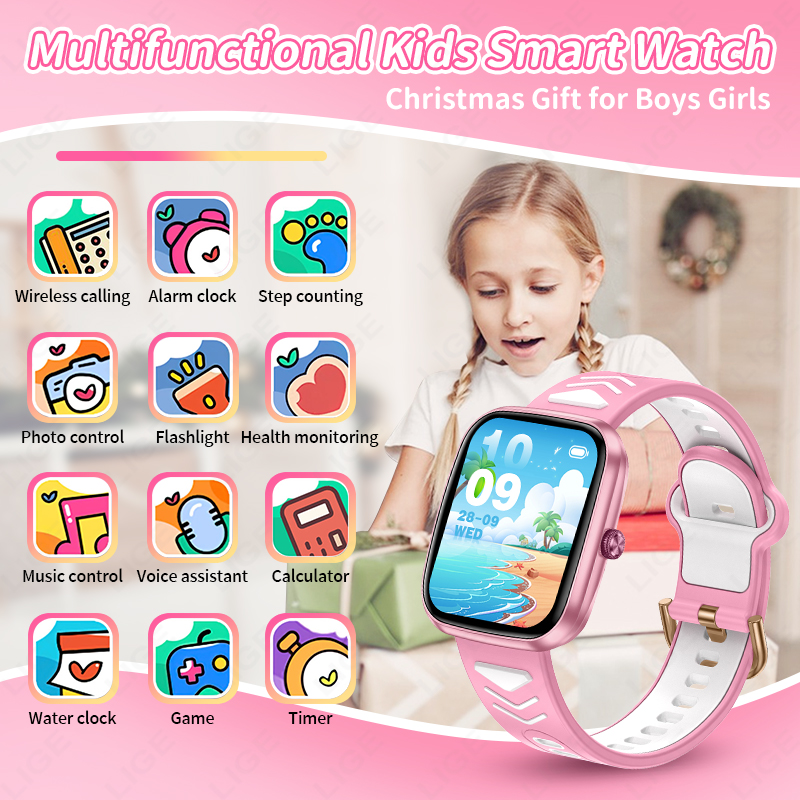 LIGE 신형 1.75인치 블루투스 통화 방수 스마트워 - Smartwatch Digital Watches For Kid Girl 리뷰 및 가격